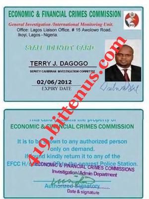 TERRY DAGOGO EFCC OFFICIAL ID CARD
